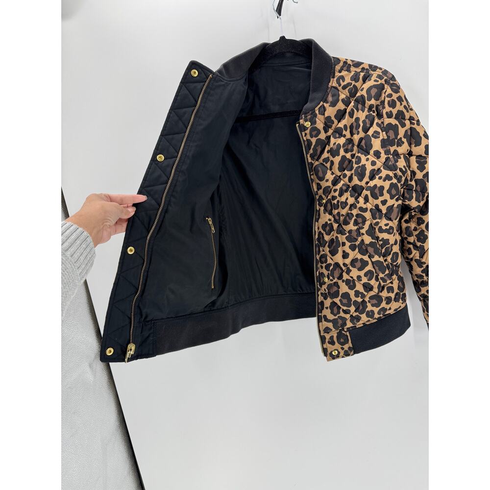 Gap Reversible Bomber Jacket Leopard Print Black … - image 8